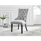 Furniture Box 2x Belgravia Grey Velvet Knockerback Dining Chairs Black Leg