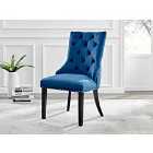 Furniture Box 2x Belgravia Blue Velvet Knockerback Dining Chairs Black Leg