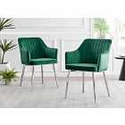 FurnitureBox 2x Calla Green Velvet Dining Chairs