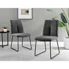 Furniture Box 2x Halle Dark Grey Fabric Black Leg Dining Chairs