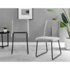 Furniture Box 2x Halle Light Grey Fabric Black Leg Dining Chairs