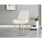 Furniture Box 2x Pesaro Cream Velvet Gold Leg Luxury Dining Chairs