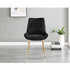 Furniture Box 2x Pesaro Black Velvet Gold Leg Luxury Dining Chairs