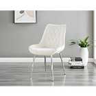Furniture Box 2x Pesaro Cream Velvet Silver Leg Luxury Dining Chairs