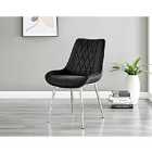 Furniture Box 2x Pesaro Black Velvet Silver Leg Luxury Dining Chairs