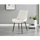Furniture Box 2x Pesaro Cream Velvet Black Leg Luxury Dining Chairs