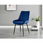 Furniture Box 2x Pesaro Navy Velvet Black Leg Luxury Dining Chairs