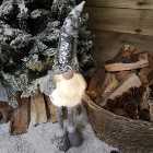 66cm Tall Light Up Christmas Gnome Gonk Decoration Silver Sequins and Snowflakes