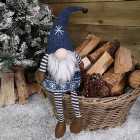 48cm Tall Christmas Gnome Gonk Nordic Decoration Blue Body Hat Bell Dangly Legs
