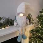 74cm Battery Operated Blue and White Dangly Legs Light Up Nose Christmas Gonk