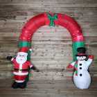2.4m Premier Christmas Inflatable LED Arch Santa and Snowman Waving