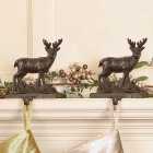 Set of 2 Cast Iron Reindeer Christmas Stocking Holders