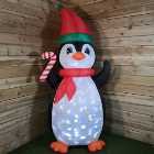 Festive Christmas 210cm Inflatable Penguin with Disco Lights