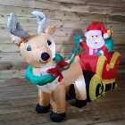 3.5ft (103cm) LED Christmas Inflatables Santa's Sleigh & Reindeer Decorations