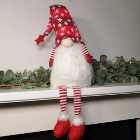 84cm Sitting Haired Christmas Gonk with Snowflake Hat & Dangly Legs in Red