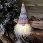 28cm Battery Light Up LED Plush Christmas Gonk Decoration in Pink Patterned Hat