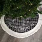 1m Luxury Embroided Grey Christmas Tree Skirt Felt Plaid Fluffy Apron