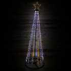 13ft 4m Premier Christmas Outdoor Black Pin Wire LED Pyramid Maypole Tree in Warm & Cool White Mix