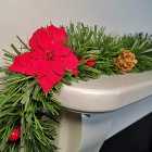 2m x 15cm Festive Christmas Green Tinsel Garland With Poinsettia, Berries and Pine Cones