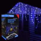 17.8m (720 LED) Premier Outdoor LED Icicle Christmas TIMER Lights - Blue & White