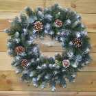 60cm Frosted Glacier Christmas Wreath with Pine Cones