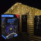 8.8m (360 LED) Premier Outdoor LED Icicle Christmas TIMER Lights - Warm White
