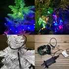 200 LED 10 x 1.9m Premier Multi Function Waterfall Christmas Tree Lights with Timer in Multicoloured
