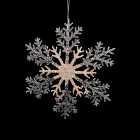 21cm Acrylic Glitter Hanging Snowflake Christmas Decoration in Champagne Gold