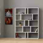 Decortie Tapi Modern Bookcase Display Unit Room Separator Set Of 2 White Tall 159cm