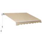 Outsunny 2.5m x 2m Garden Patio Manual Awning Canopy Winding Handle Beige