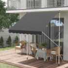 Outsunny 2x1.5m Manual Retractable Patio Awning Floor- to-ceiling Shade - Grey
