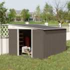 Outsunny 11.3x9.2ft Steel Garden Storage Shed Sliding Doors & 2 Vents, Grey