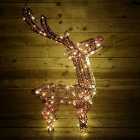 1.2m Flashing Warm White 200 LED Reindeer Outdoor Christmas Light Up Decorations