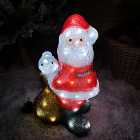 38cm Acrylic Lit Santa with Bird Christmas Decoration with 50 LEDs