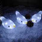 Cool White LED Robin Christmas Birds Decorations Light Up Acrylic Battery Ornament