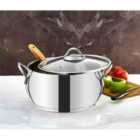 Rozi Sevval Collection Stainless Steel Casserole With Glass Lid 24Cm