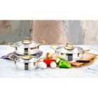 Rozi Luna Collection 6-piece Stainless Steel Saute Pan Set - Gold Handles