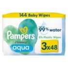Pampers Harmonie Aqua Baby Wipes Plastic Free 3 x 48 per pack