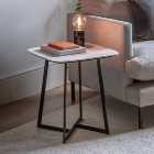 Milford Side Table, White Marble Effect