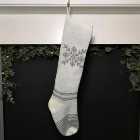 60cm Knitted Christmas Stocking Hanging Decoration with Snowflake Design