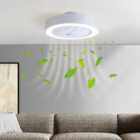 Livingandhome 5 Blades Acrylic LED Dimmable Ceiling Fan Light Adjustable Speed with IR Remote Control 55 cm