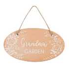 Terracotta Grandma's Garden Hanging Sign. H10 x W18 cm. Gift Idea