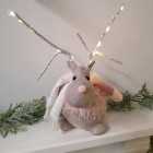 40cm Battery Operated Plush Pink Christmas Reindeer with LED Lit Antlers