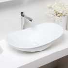 White Ceramic Oval Countertop Bathroom Wash Basin Sink
