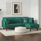 Clair Velvet Sprung Seat Corner Chaise Double Sofa Bed
