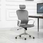HOMCOM High Back Office Chair w/Wheels, Moving Headrest Grey