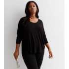 Curves Black Jersey 3/4 Sleeve Chain Top