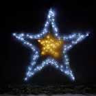 80cm Premier Light Up Double Star Christmas Decoration with 140 LED in Warm & Cool White