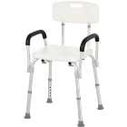HOMCOM Adjustable Shower Chair Seat, Portable Medical Stool with Back and Armrest for Mobility
