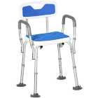 HOMCOM EVA Padded Shower Chair for the Elderly and Disabled, Height Adjustable Shower Stool, 4 Suction Foot Pads, Blue